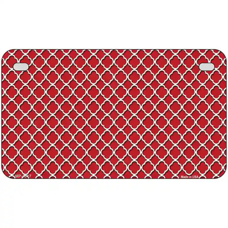 Red White Quatrefoil Metal Novelty License Plate 7" x 4" (MP)