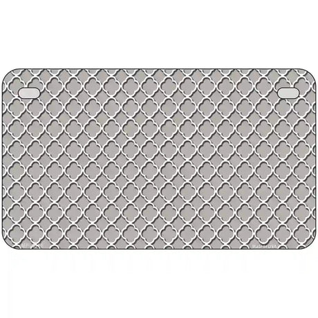 Grey White Quatrefoil Metal Novelty License Plate 7" x 4" (MP)