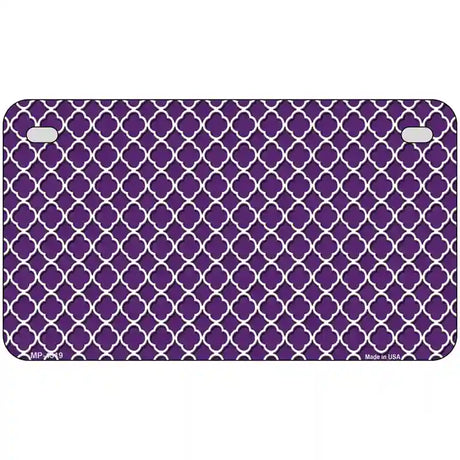 Purple White Quatrefoil Metal Novelty License Plate 7" x 4" (MP)