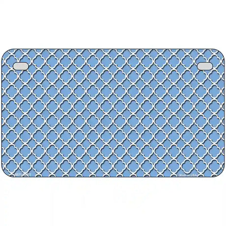 Light Blue White Quatrefoil Metal Novelty License Plate 7" x 4" (MP)