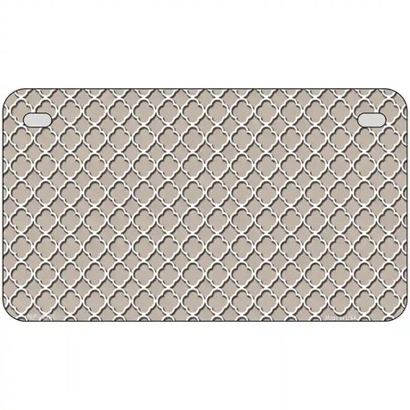 Tan White Quatrefoil Metal Novelty License Plate 7" x 4" (MP)