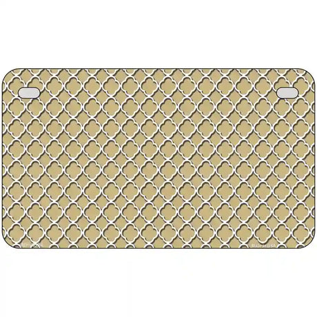 Gold White Quatrefoil Metal Novelty License Plate 7" x 4" (MP)