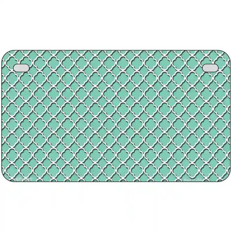 Mint White Quatrefoil Metal Novelty License Plate 7" x 4" (MP)