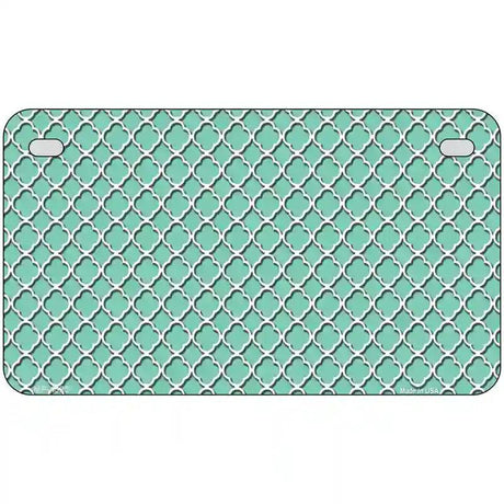 Mint White Quatrefoil Metal Novelty License Plate 7" x 4" (MP)