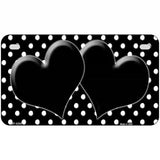 Black White Polka Dot Center Hearts Metal Novelty License Plate 7" x 4" (MP)