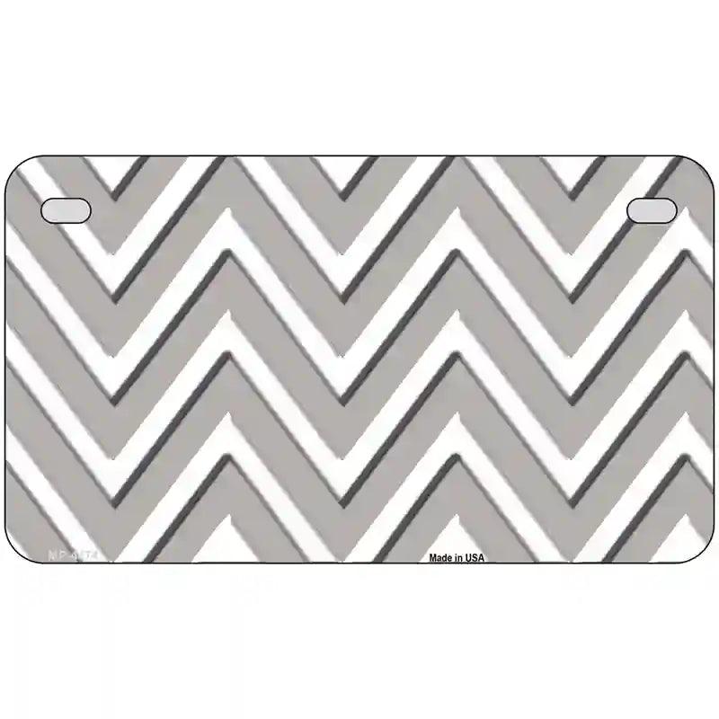 Grey White Chevron Metal Novelty License Plate LP-4474 7" x 4" (MP)
