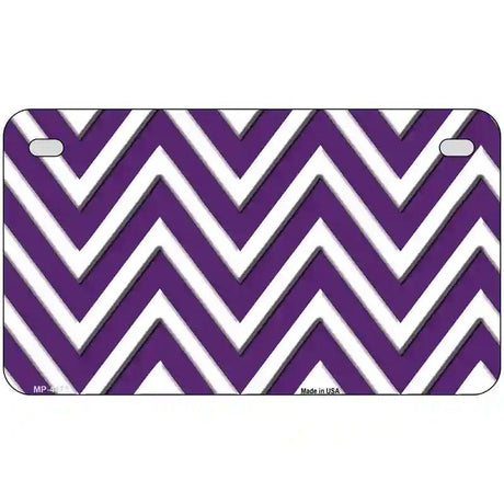 Purple White Chevron Metal Novelty License Plate LP-4475 7" x 4" (MP)