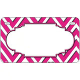 Pink White Chevon Center Scallop Metal Novelty License Plate 7" x 4" (MP)