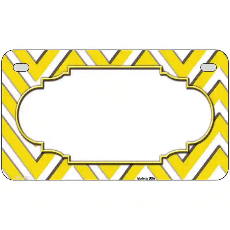 Yellow White Chevron Center Scallop Metal Novelty License Plate 7" x 4" (MP)