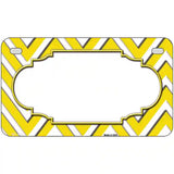Yellow White Chevron Center Scallop Metal Novelty License Plate 7" x 4" (MP)
