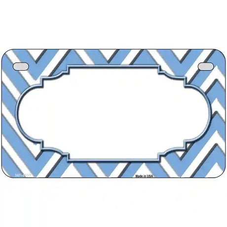 Light Blue White Chevron Center Scallop Metal Novelty License Plate 7" x 4" (MP)