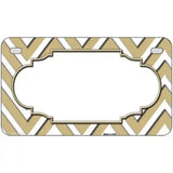 Gold White Chevron Center Scallop Metal Novelty License Plate 7" x 4" (MP)
