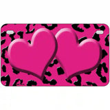 Pink Black Cheetah Pink Center Hearts Metal Novelty License Plate 7" x 4" (MP)