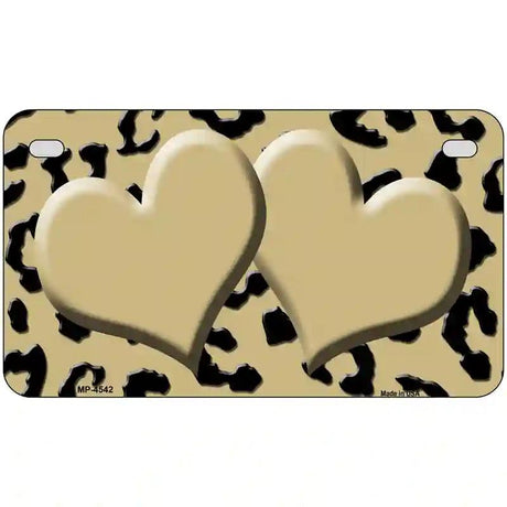 Gold Black Cheetah Gold Center Hearts Metal Novelty License Plate 7" x 4" (MP)
