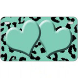 Mint Black Cheetah Mint Center Hearts Metal Novelty License Plate 7" x 4" (MP)