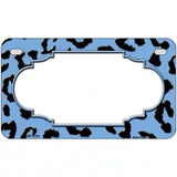 Light Blue Black Cheetah Scallop Metal Novelty License Plate 7" x 4" (MP)
