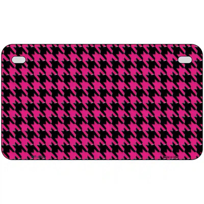 Pink Black Houndstooth Metal Novelty License Plate 7" x 4" (MP)