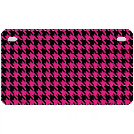 Pink Black Houndstooth Metal Novelty License Plate 7" x 4" (MP)