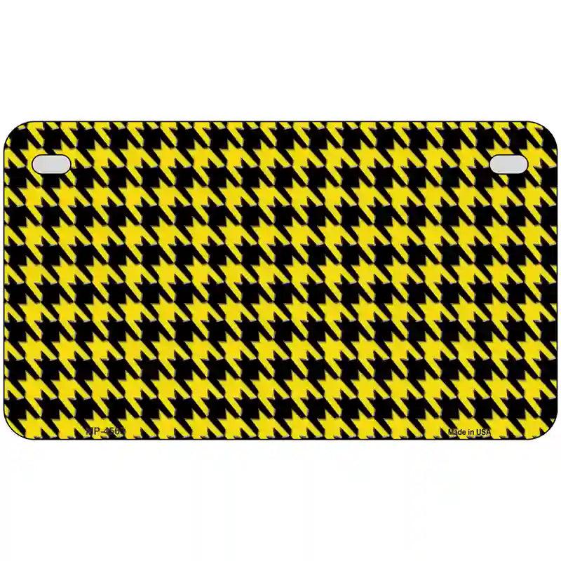 Yellow Black Houndstooth Metal Novelty License Plate 7" x 4" (MP)