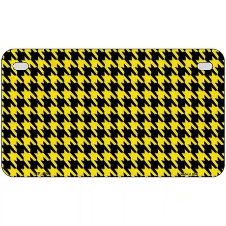 Yellow Black Houndstooth Metal Novelty License Plate 7" x 4" (MP)