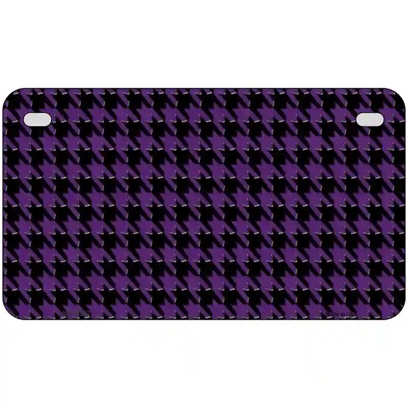 Purple Black Houndstooth Metal Novelty License Plate 7" x 4" (MP)
