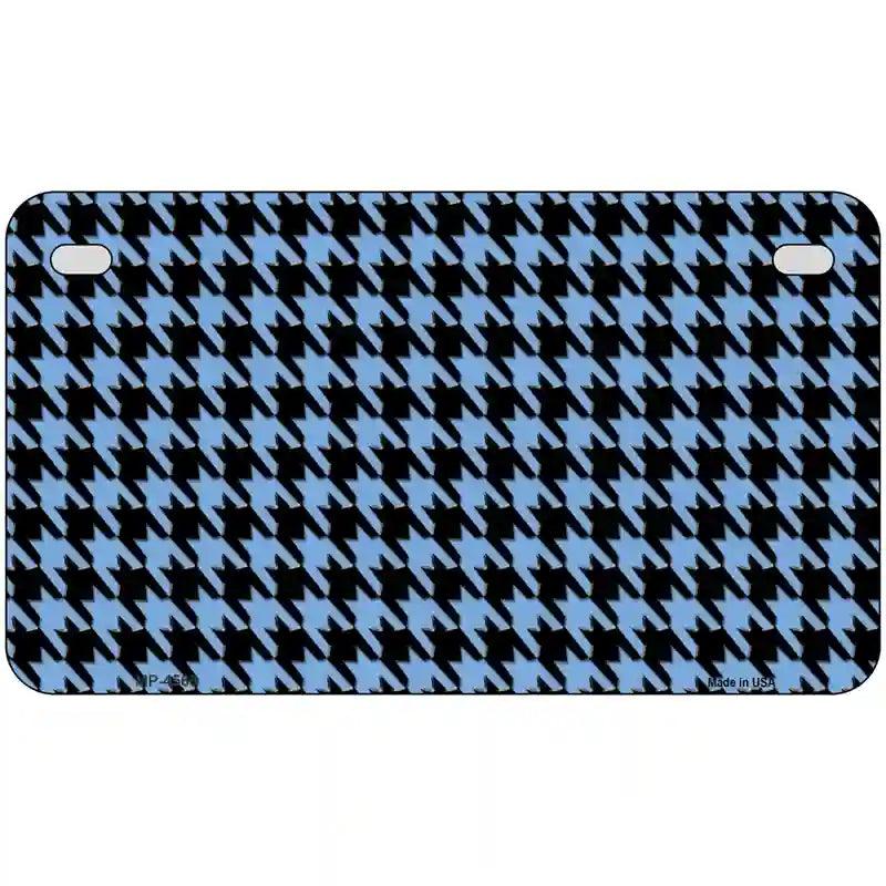 Light Blue Black Houndstooth Metal Novelty License Plate 7" x 4" (MP)