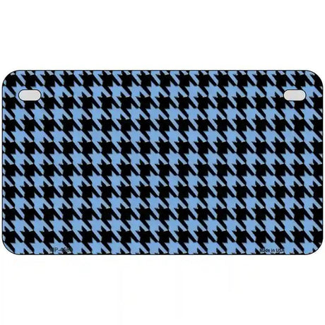 Light Blue Black Houndstooth Metal Novelty License Plate 7" x 4" (MP)