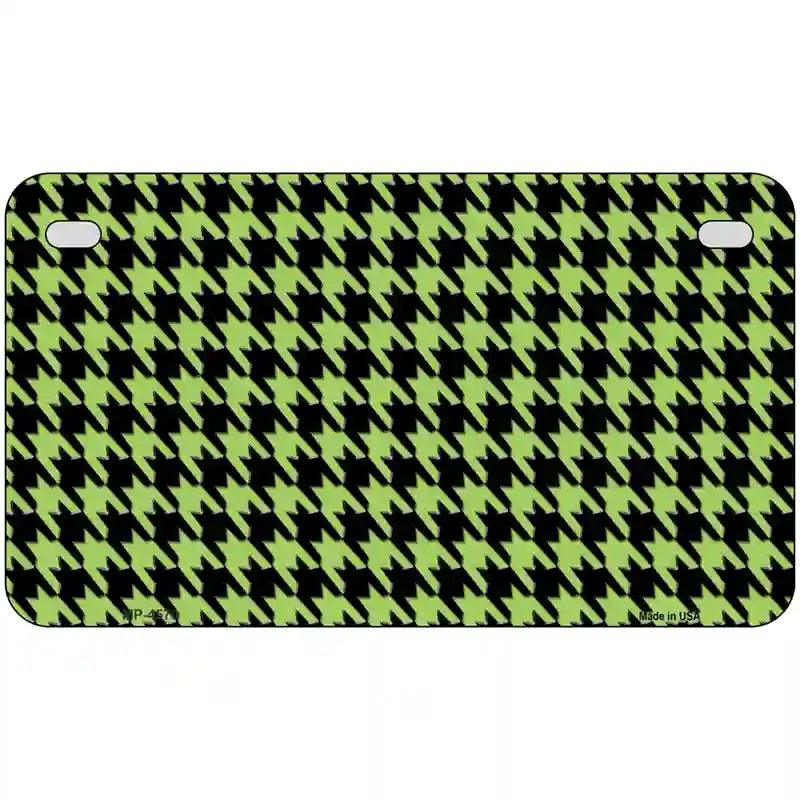 Lime Green Black Houndstooth Metal Novelty License Plate 7" x 4" (MP)