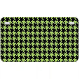 Lime Green Black Houndstooth Metal Novelty License Plate 7" x 4" (MP)