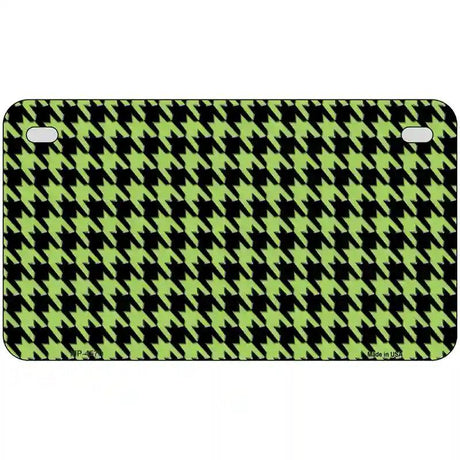 Lime Green Black Houndstooth Metal Novelty License Plate 7" x 4" (MP)
