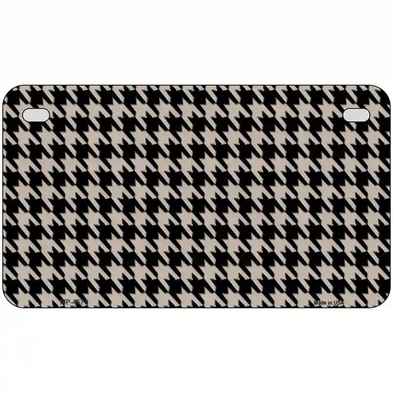 Tan Black Houndstooth Metal Novelty License Plate 7" x 4" (MP)