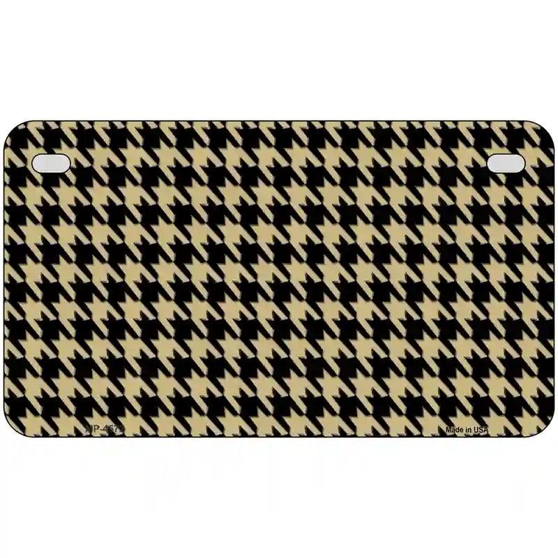 Gold Black Houndstooth Metal Novelty License Plate 7" x 4" (MP)