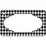 White Black Houndstooth Scallop Center Metal Novelty License Plate 7" x 4" (MP)