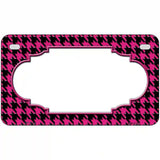 Pink Black Houndstooth Scallop Center Metal Novelty License Plate 7" x 4" (MP)