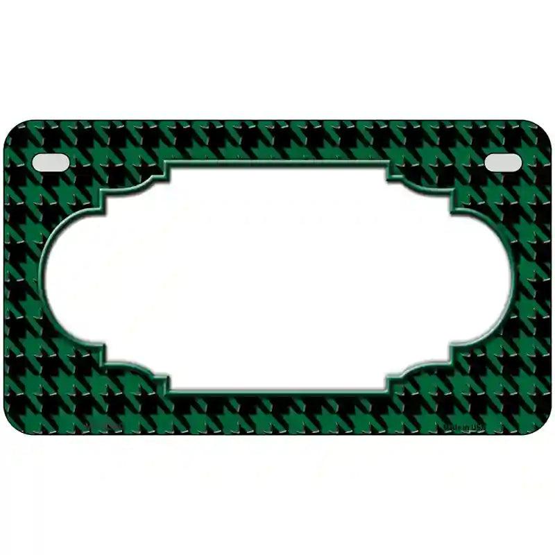 Green Black Houndstooth Scallop Center Metal Novelty License Plate 7" x 4" (MP)