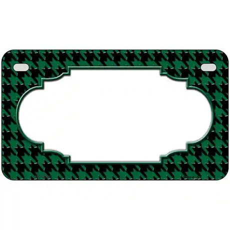 Green Black Houndstooth Scallop Center Metal Novelty License Plate 7" x 4" (MP)