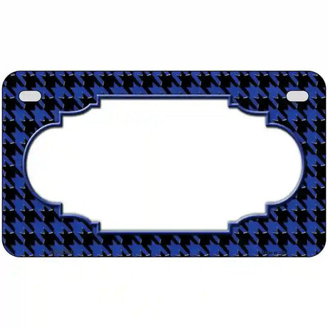 Blue Black Houndstooth Scallop Center Metal Novelty License Plate 7" x 4" (MP)