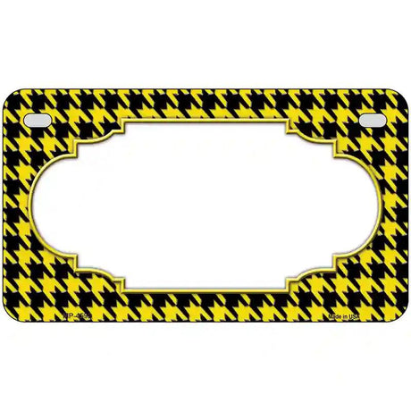 Yellow Black Houndstooth Scallop Center Metal Novelty License Plate 7" x 4" (MP)