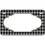 Grey Black Houndstooth Scallop Center Metal Novelty License Plate 7" x 4" (MP)