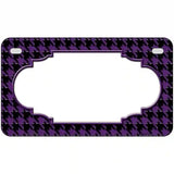 Purple Black Houndstooth Scallop Center Metal Novelty License Plate 7" x 4" (MP)