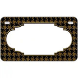 Brown Black Houndstooth Scallop Center Metal Novelty License Plate 7" x 4" (MP)