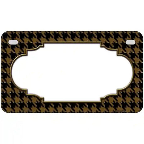 Brown Black Houndstooth Scallop Center Metal Novelty License Plate 7" x 4" (MP)