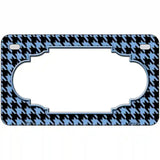 Light Blue Black Houndstooth Scallop Center Metal Novelty License Plate 7" x 4" (MP)