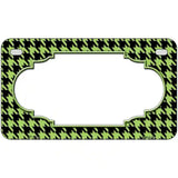 Lime Green Black Houndstooth Scallop Center Metal Novelty License Plate 7" x 4" (MP)