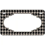 Tan Black Houndstooth Scallop Center Metal Novelty License Plate 7" x 4" (MP)