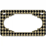Gold Black Houndstooth Scallop Center Metal Novelty License Plate 7" x 4" (MP)