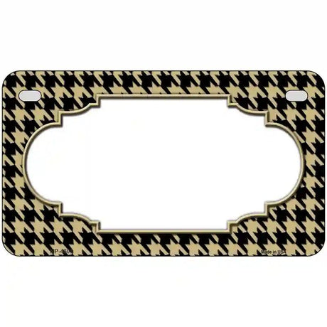 Gold Black Houndstooth Scallop Center Metal Novelty License Plate 7" x 4" (MP)