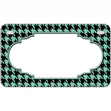 Mint Black Houndstooth Scallop Center Metal Novelty License Plate 7" x 4" (MP)