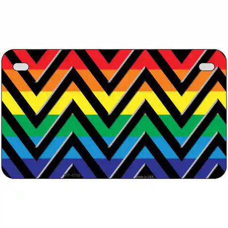 Rainbow Black Chevron Metal Novelty License Plate 7" x 4" (MP)