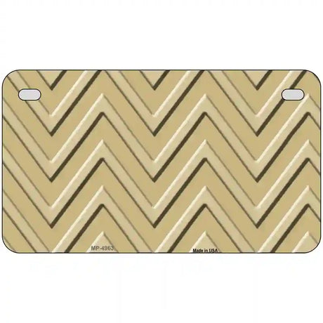 Gold Light Gold Chevron Metal Novelty License Plate 7" x 4" (MP)